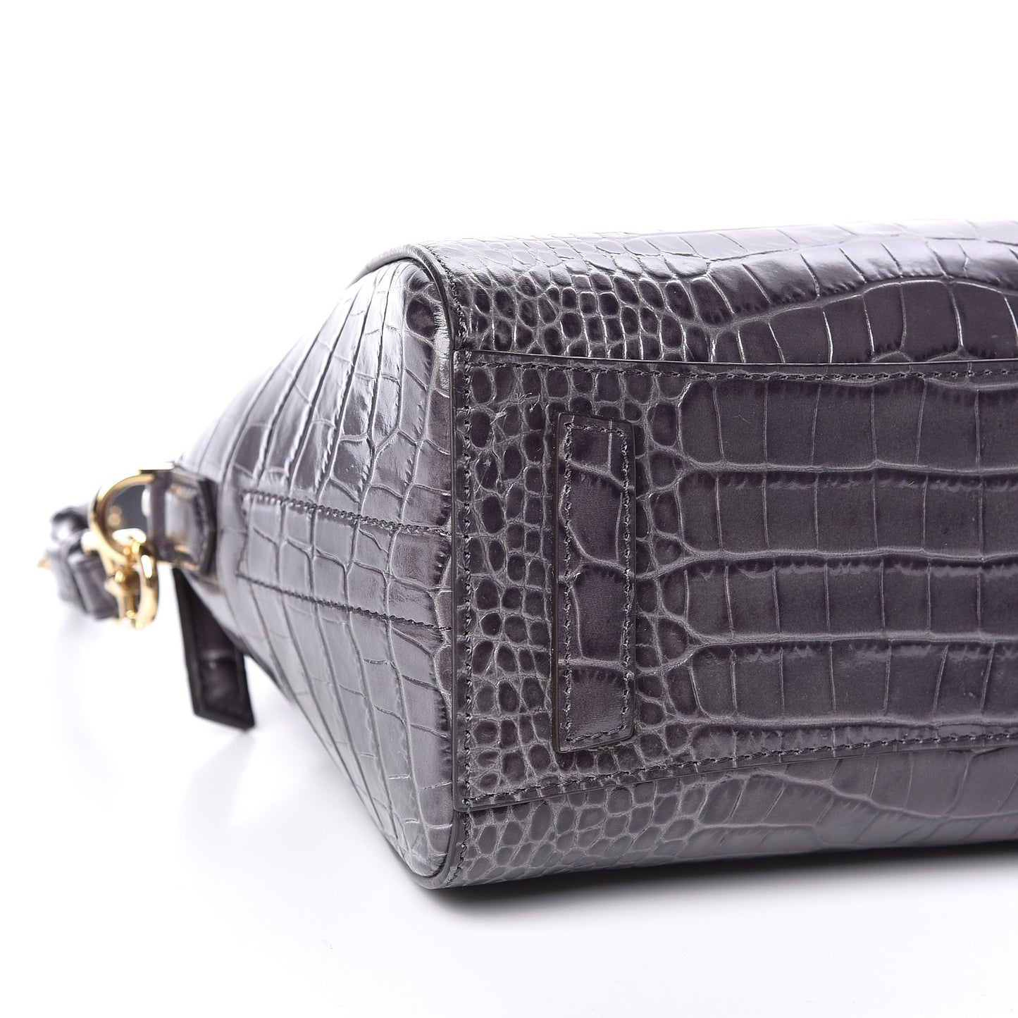 Calfskin Crocodile Embossed Mini Antigona Storm Grey