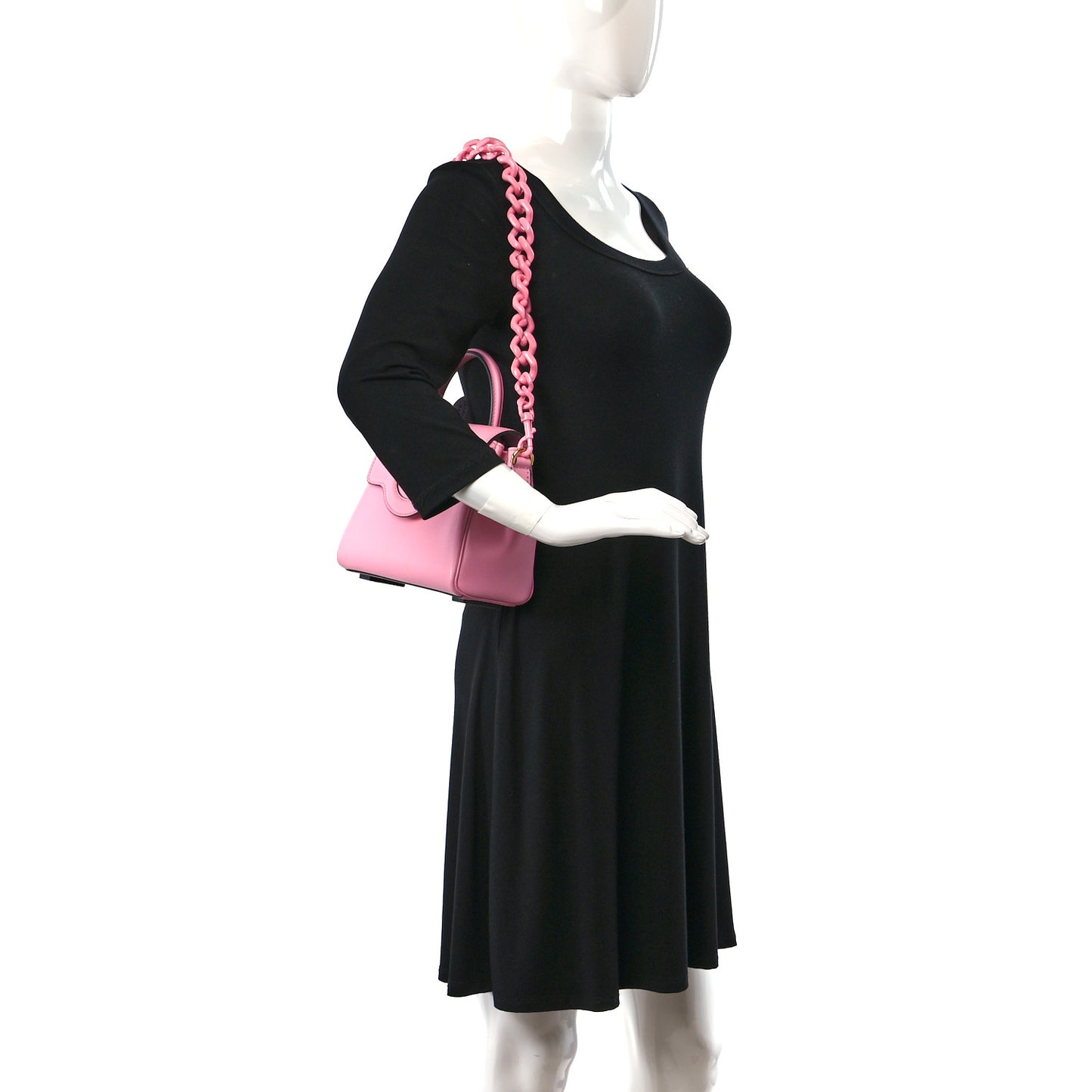 Grained Calfskin Small La Medusa Top Handle Bag Pink