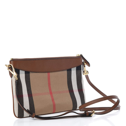 Burberry House Check Derby Peyton Crossbody Clutch Bag Tan 3 of 9