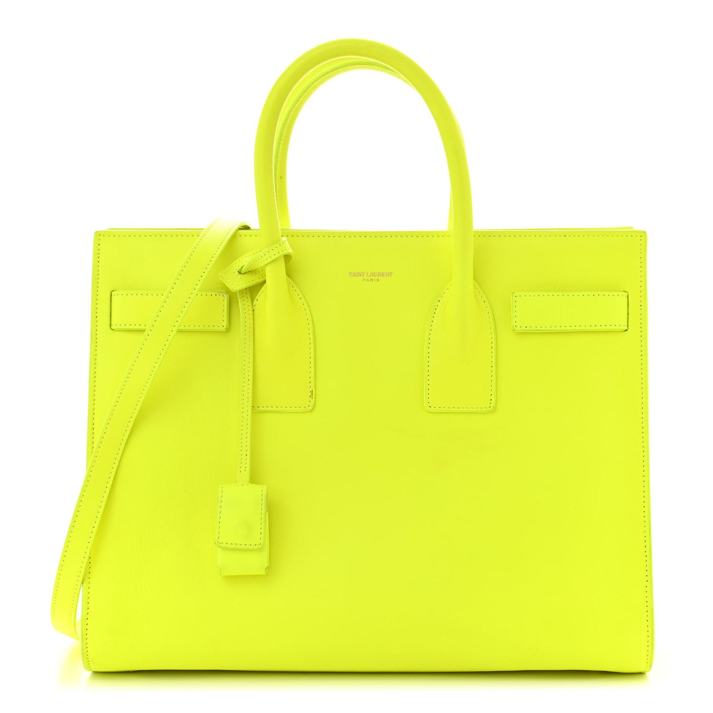 Calfskin Small Sac De Jour Bag Neon Yellow