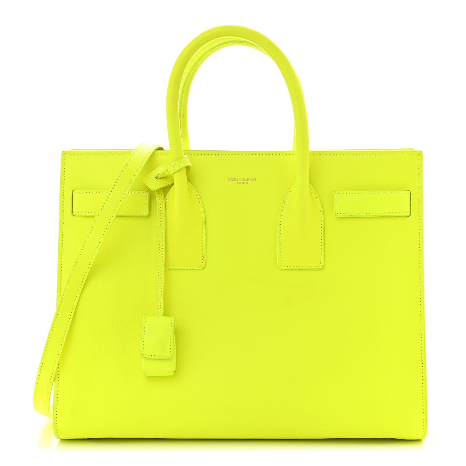 Saint Laurent Calfskin Small Sac De Jour Bag Neon Yellow 1 of 22