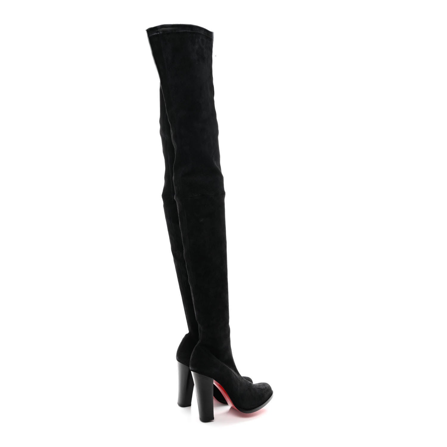 Christian Louboutin Veau Velours Verusch 100 Over The Knee Boots 38 Black 4 of 11