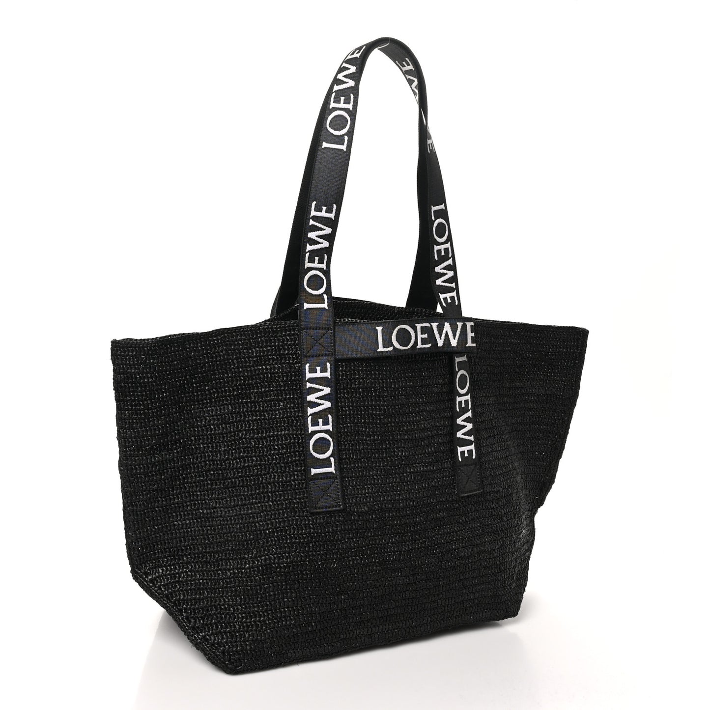 Raffia Paulas Ibiza Fold Shopper Tote Black