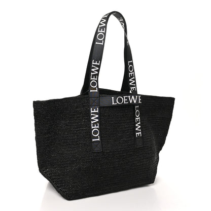 Loewe Raffia Paulas Ibiza Fold Shopper Tote Black 3 of 10