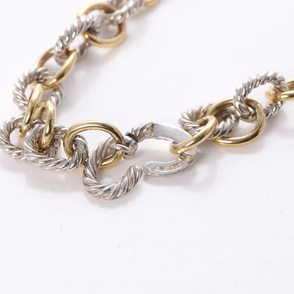David Yurman Sterling Silver 18K Yellow Gold 10mm Medium Oval Link Necklace 5 of 6
