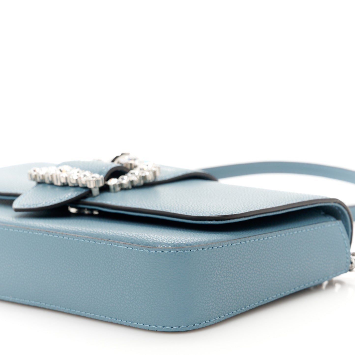 Calfskin Crystal Cheri Wallet on Chain Bag Blue