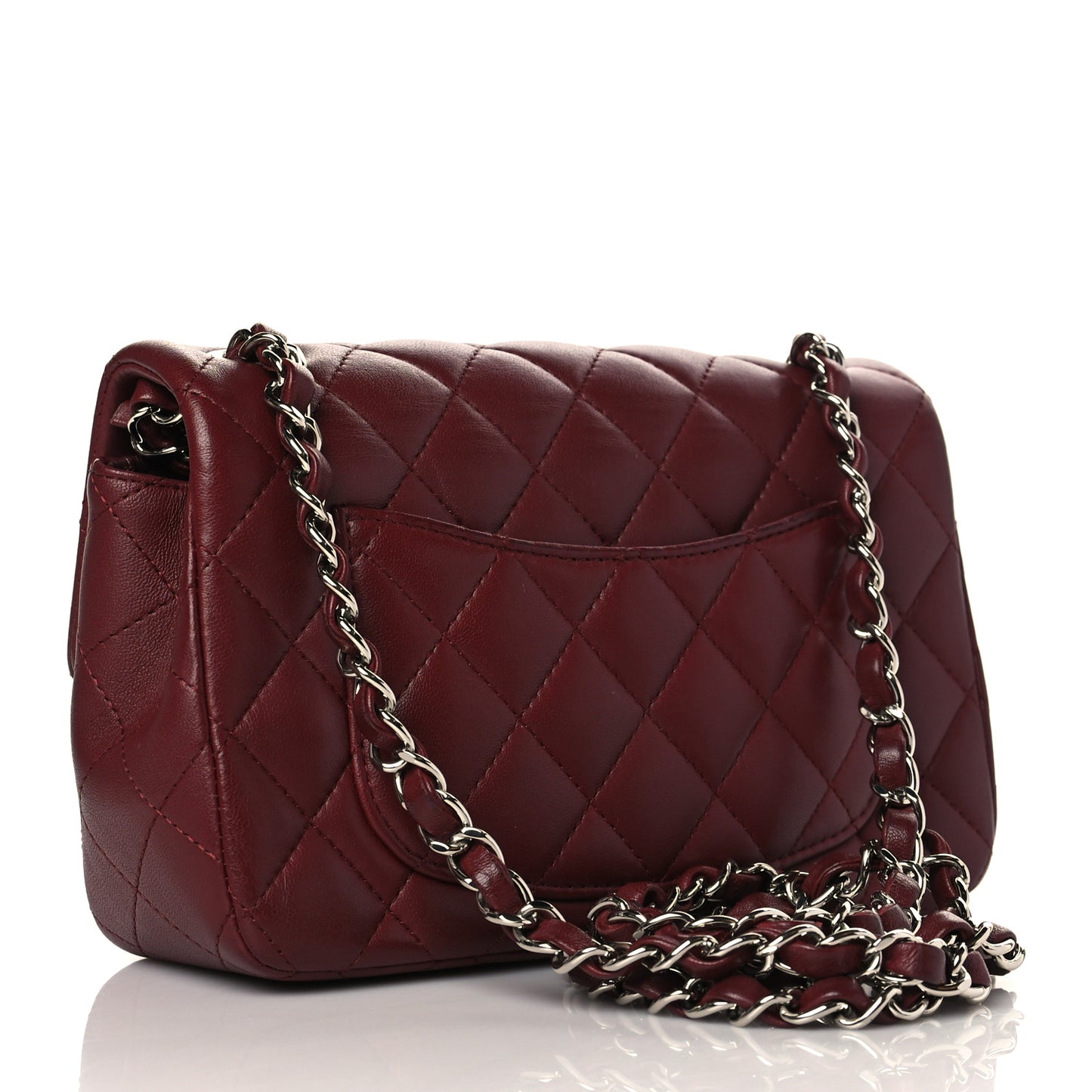 Lambskin Quilted Mini Rectangular Flap Burgundy
