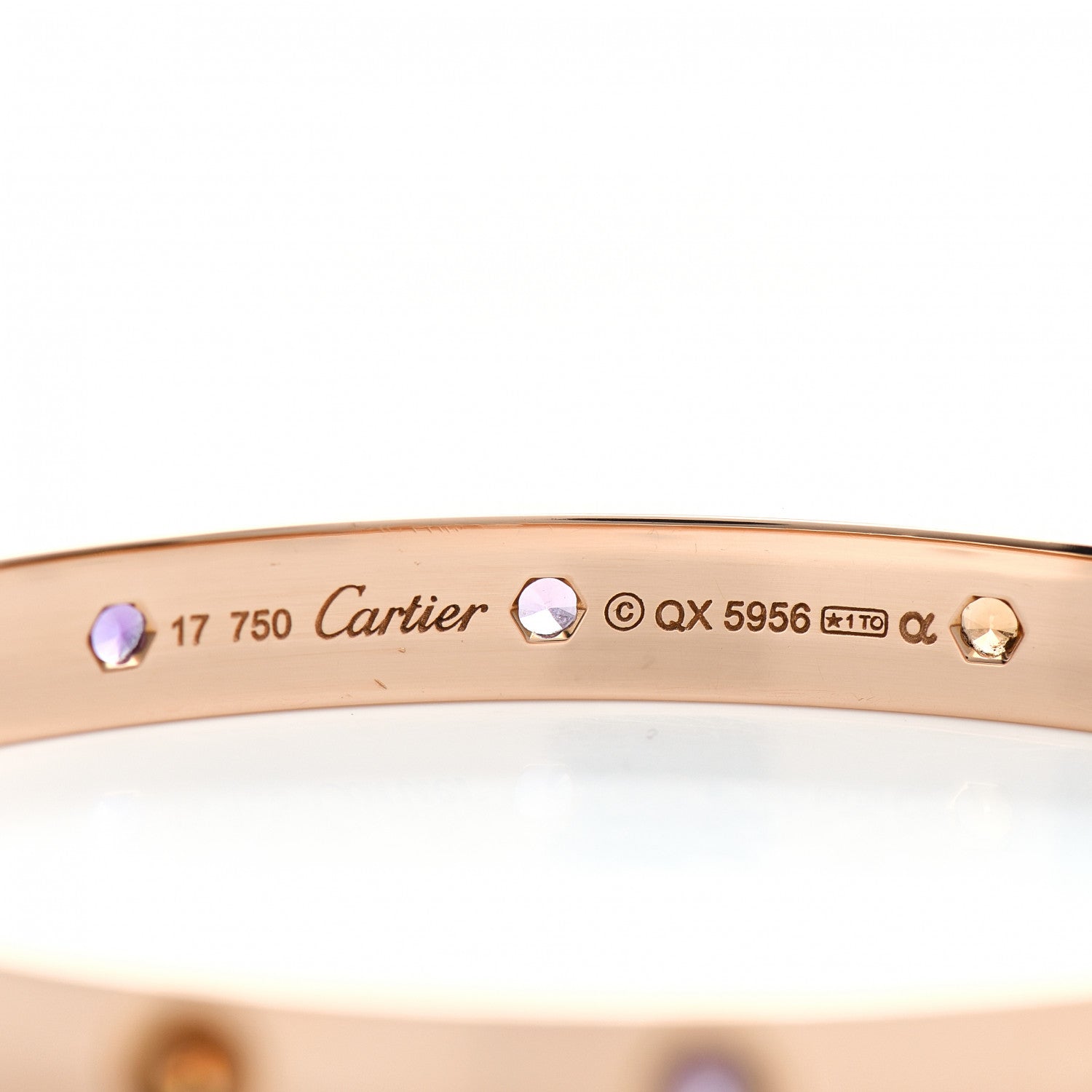 Cartier 18K Pink Gold Sapphire Garnet Amethyst LOVE Bracelet 17 4 of 5