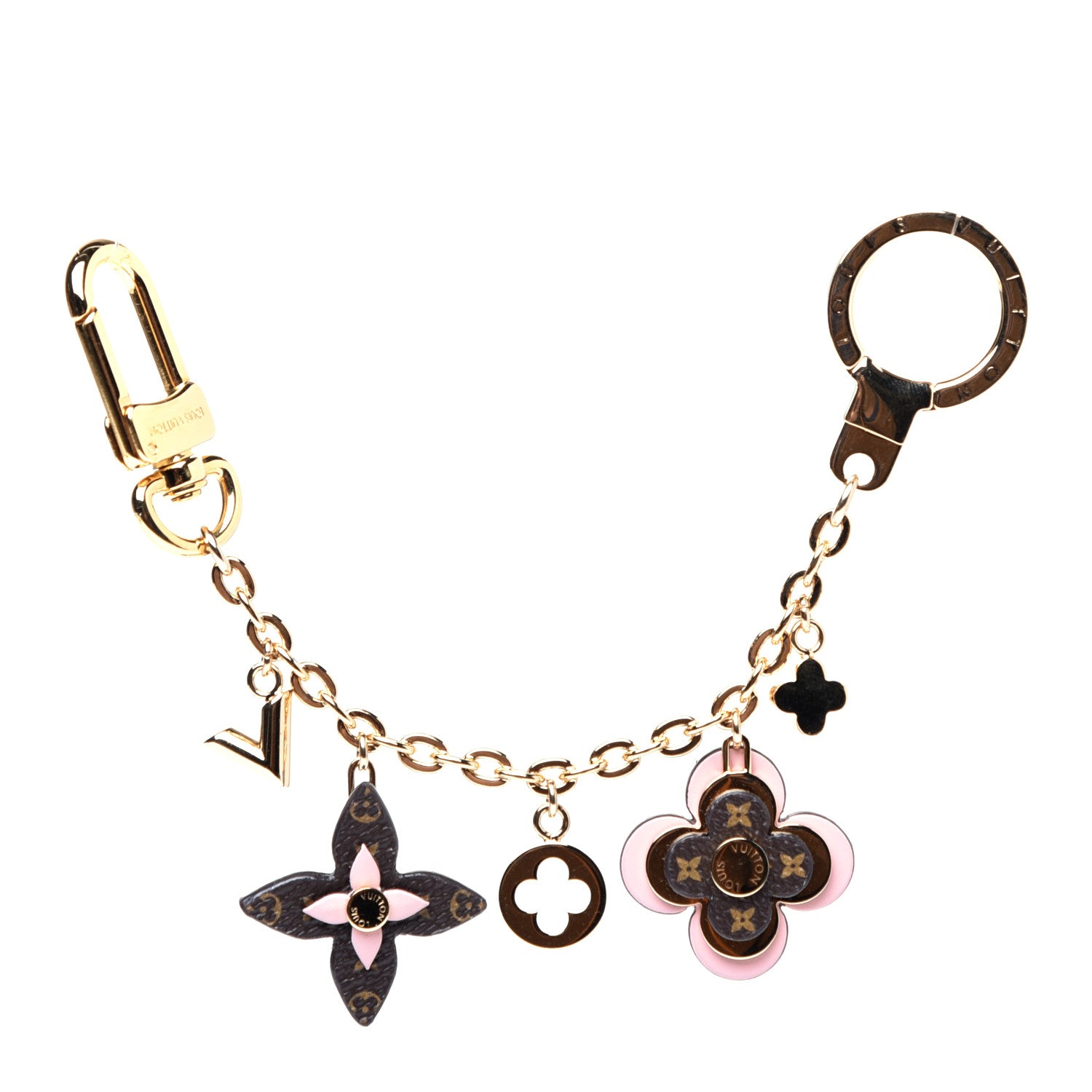 Louis Vuitton Brass Monogram Blooming Flowers Bag Charm Key Holder Rose Ballerine 1 of 7