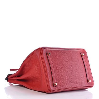 Hermes Taurillon Clemence Horseshoe Birkin 35 Rouge Casaque Black 4 of 40