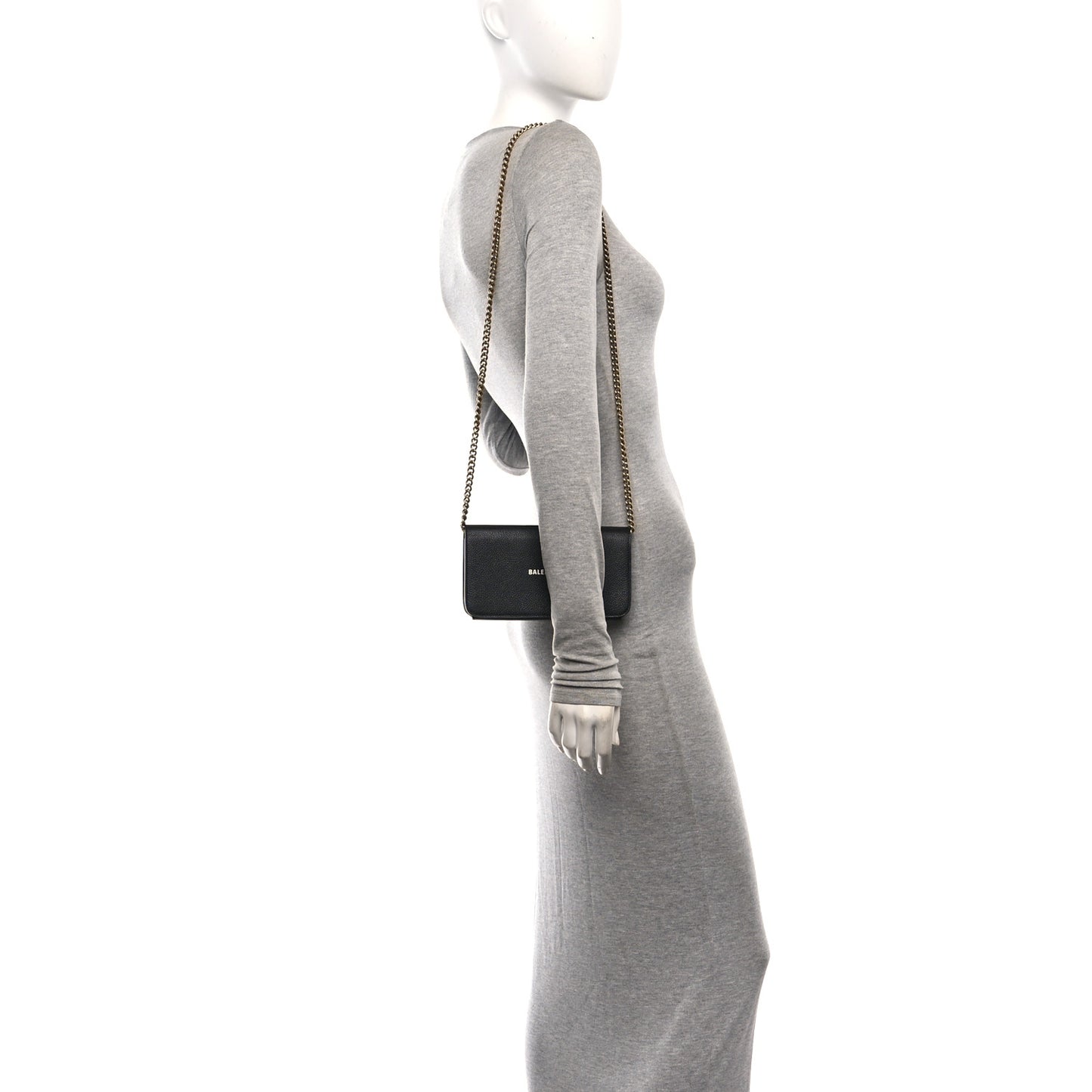 Grained Calfskin Logo Cash Phone Holder Wallet On Chain Black White