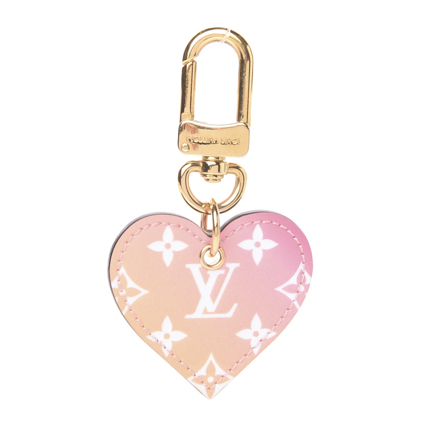 Vernis Degrade Love Lock Heart Key Holder Bag Charm Pink White