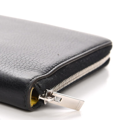 Celine Drummed Calfskin Zip Around Organizer Wallet Black Citron 9 of 12