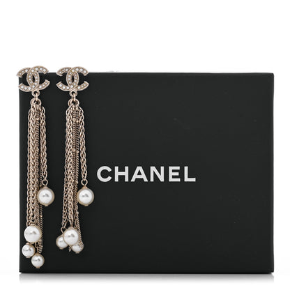 Chanel Pearl Chain CC Dangle Earrings Gold 5 of 5