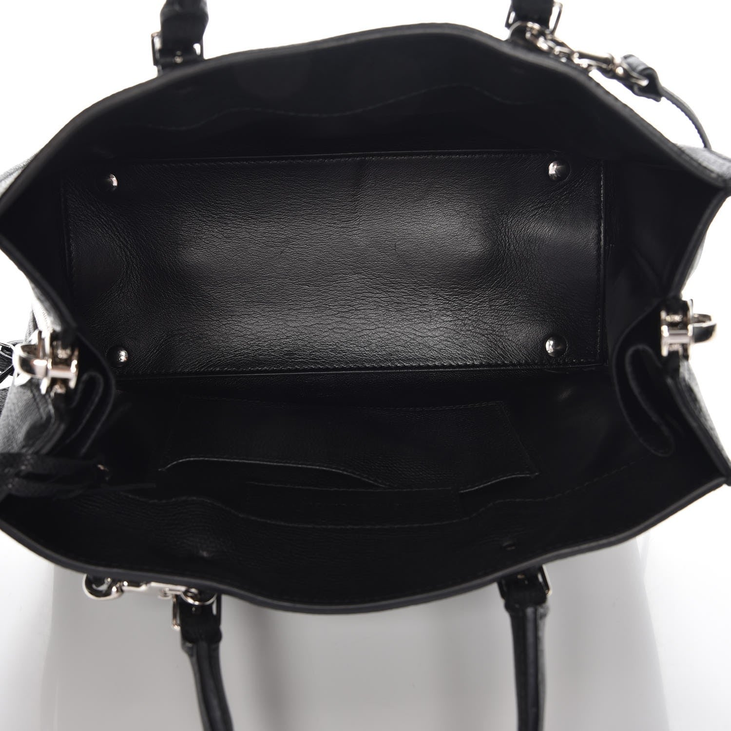 Balenciaga Grained Calfskin Plate Hardware Papier A6 Zip Around Tote Black 6 of 7