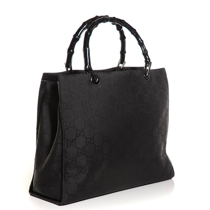 Gucci Nylon Monogram Large Bamboo Shopper Tote Black 3 of 8