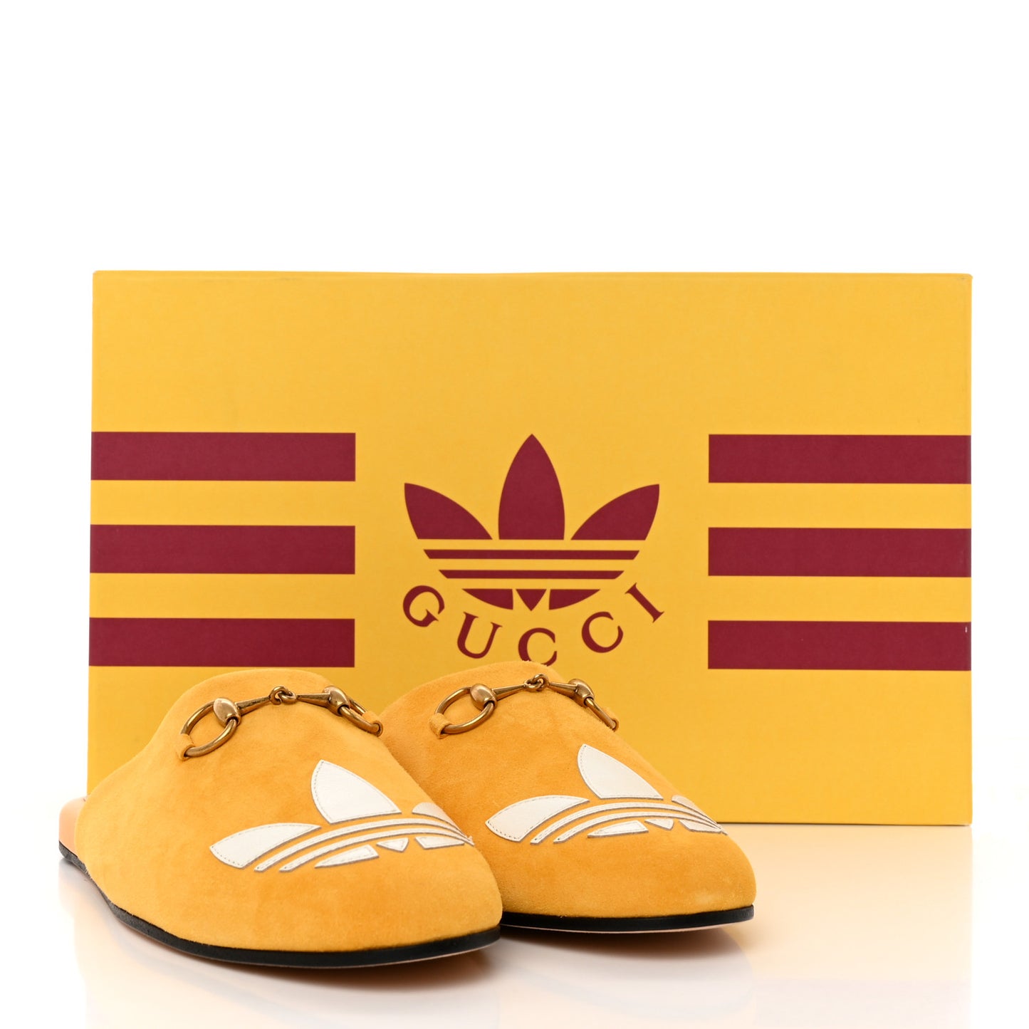 X ADIDAS Kid Scamosciato Quentin Goatskin Trefoil Embroidered Womens Horsebit Slippers 37 Crop Off White