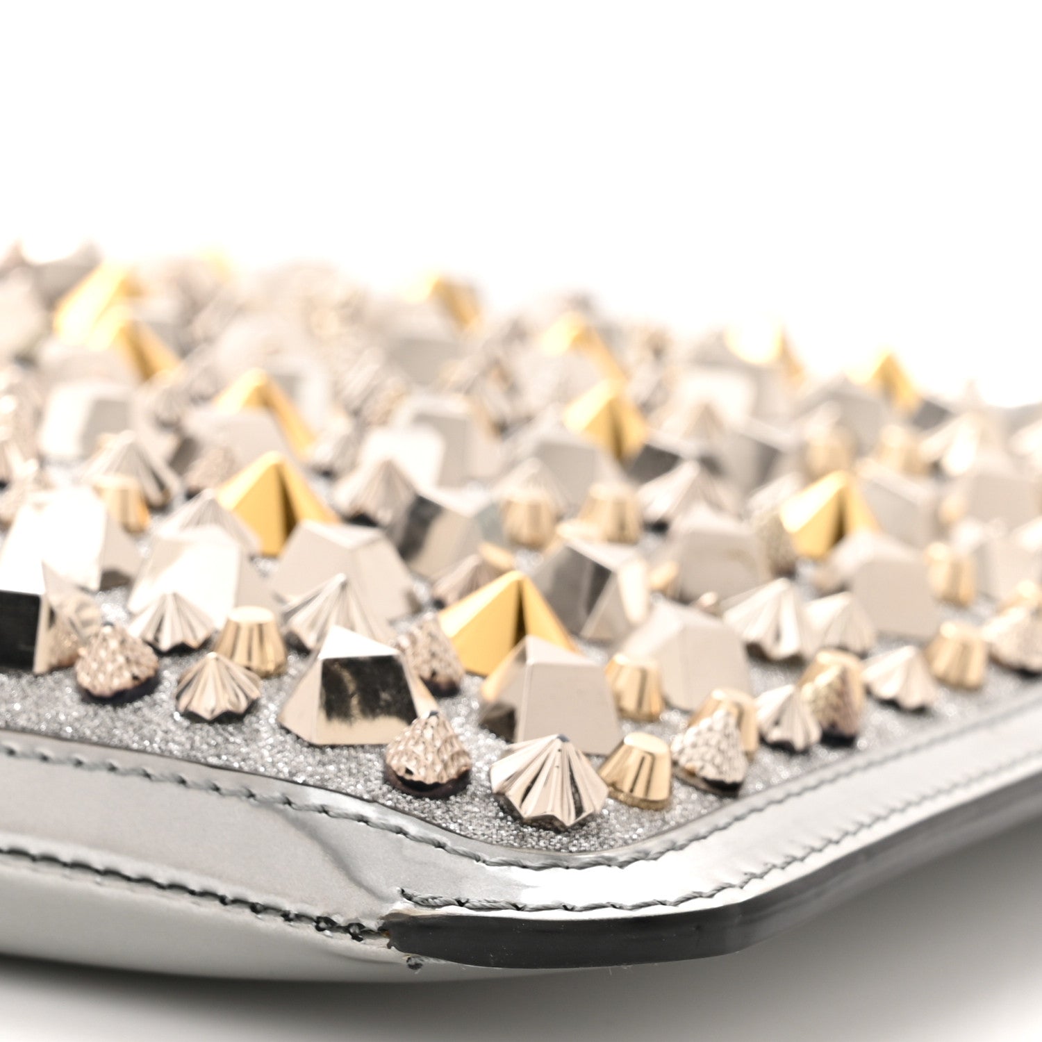 Christian Louboutin Patent Calfskin Glitter Studded Loubiclutch Crossbody Clutch Silver 9 of 11