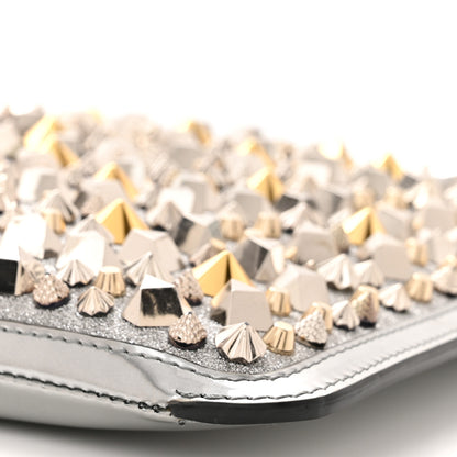 Christian Louboutin Patent Calfskin Glitter Studded Loubiclutch Crossbody Clutch Silver 9 of 11