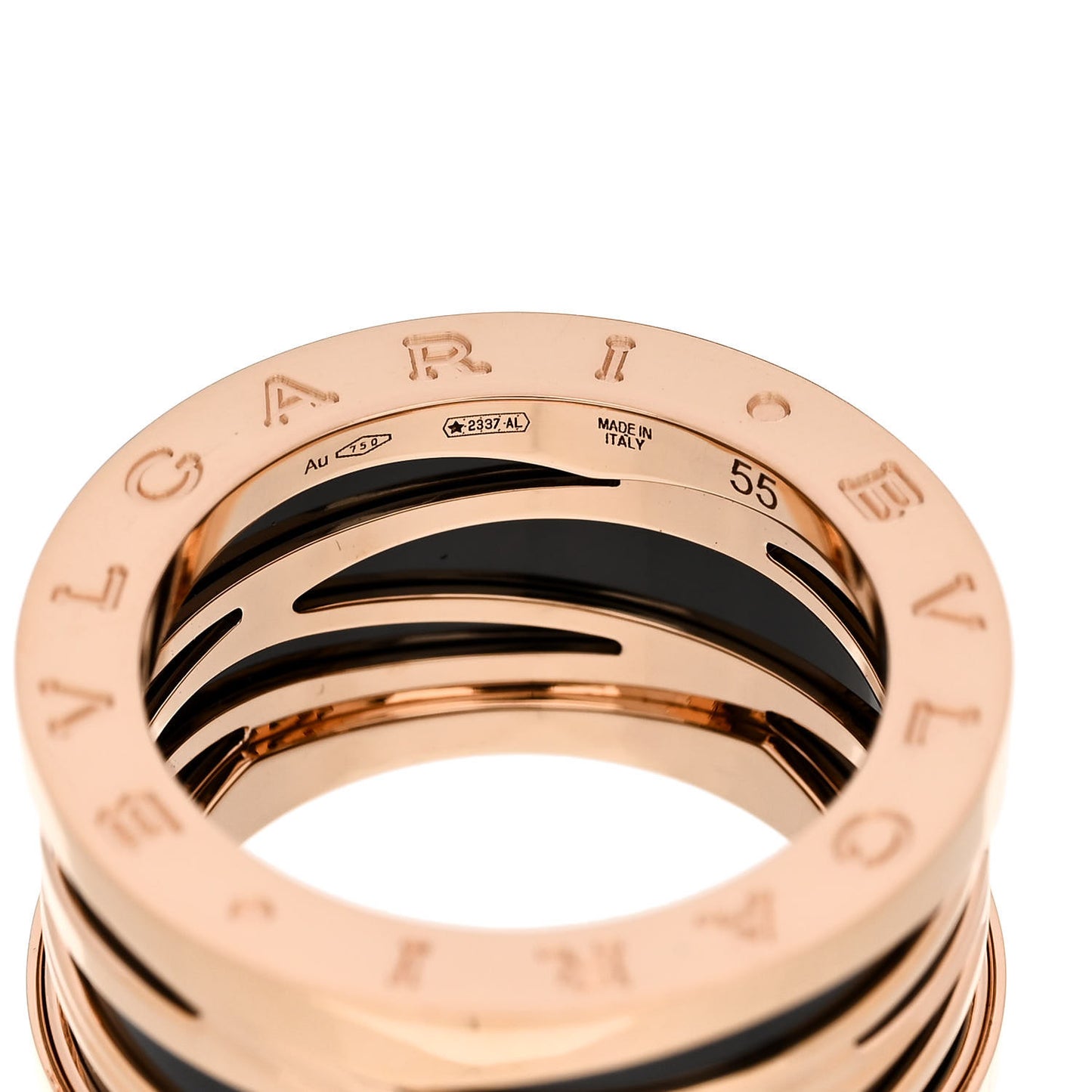 18K Rose Gold Black Ceramic B.Zero1 Legend Four-Band Ring 55 7.25