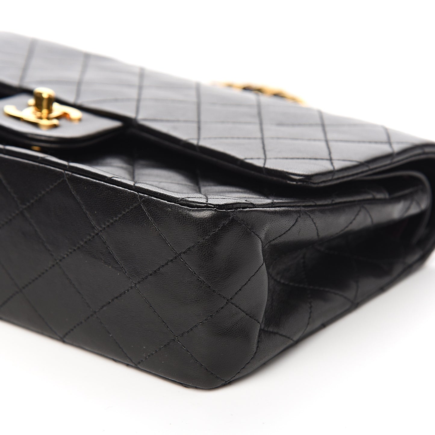Lambskin Quilted Medium Double Flap Black