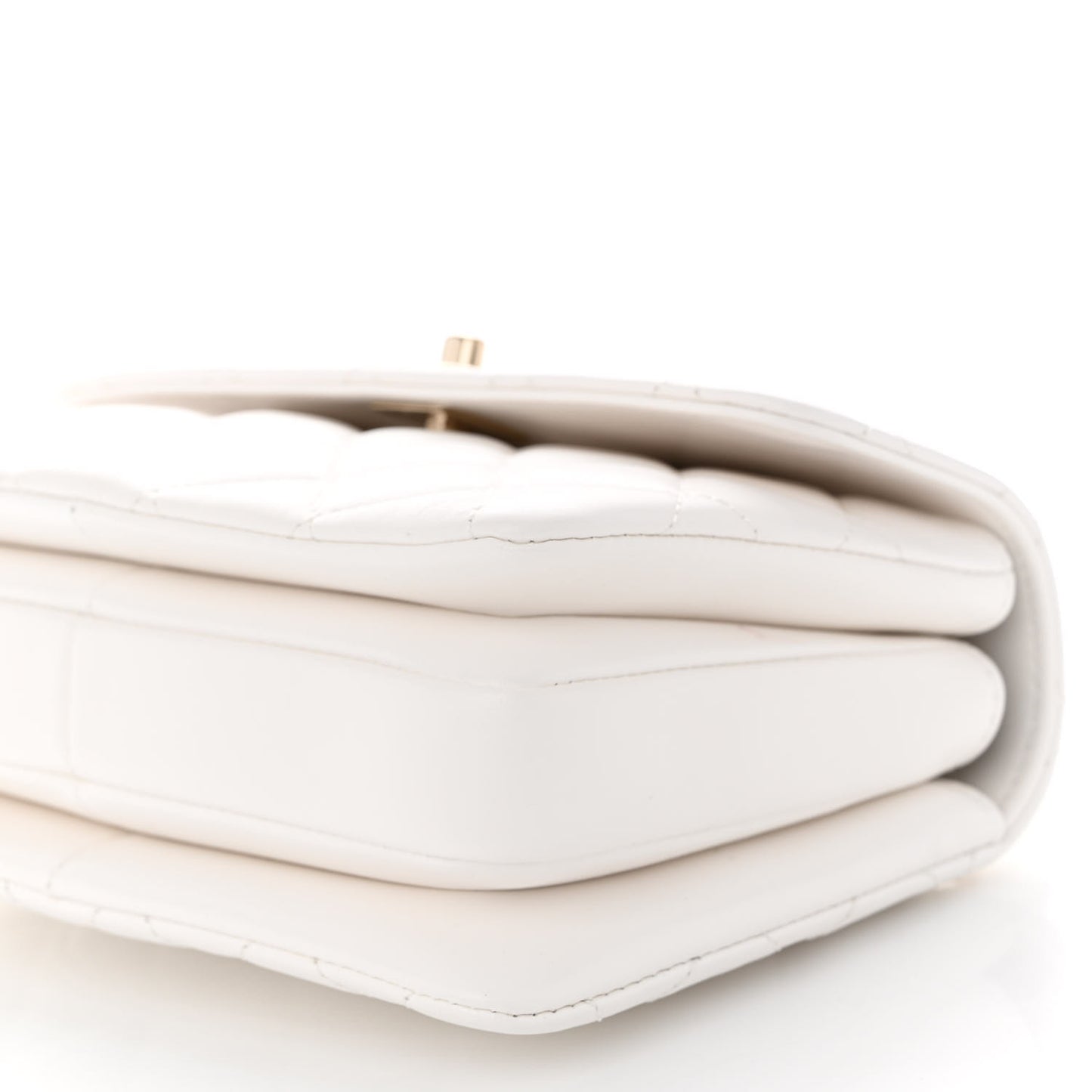 Lambskin Lacquered Quilted Mini Trendy CC Dual Handle Flap Bag White