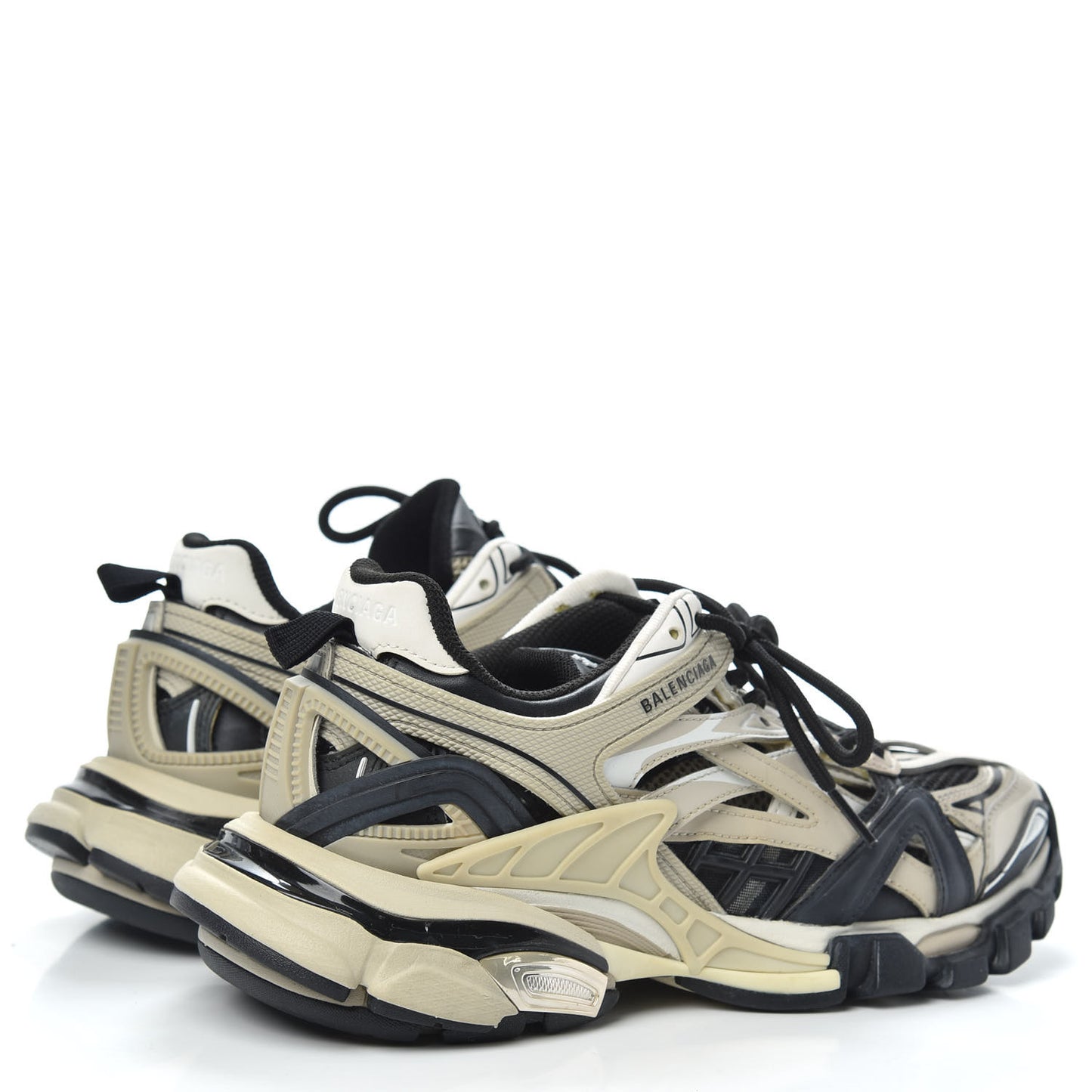 Rubber Mesh Bi-Color Mens Track.2 Open Sneakers 40 Beige Black