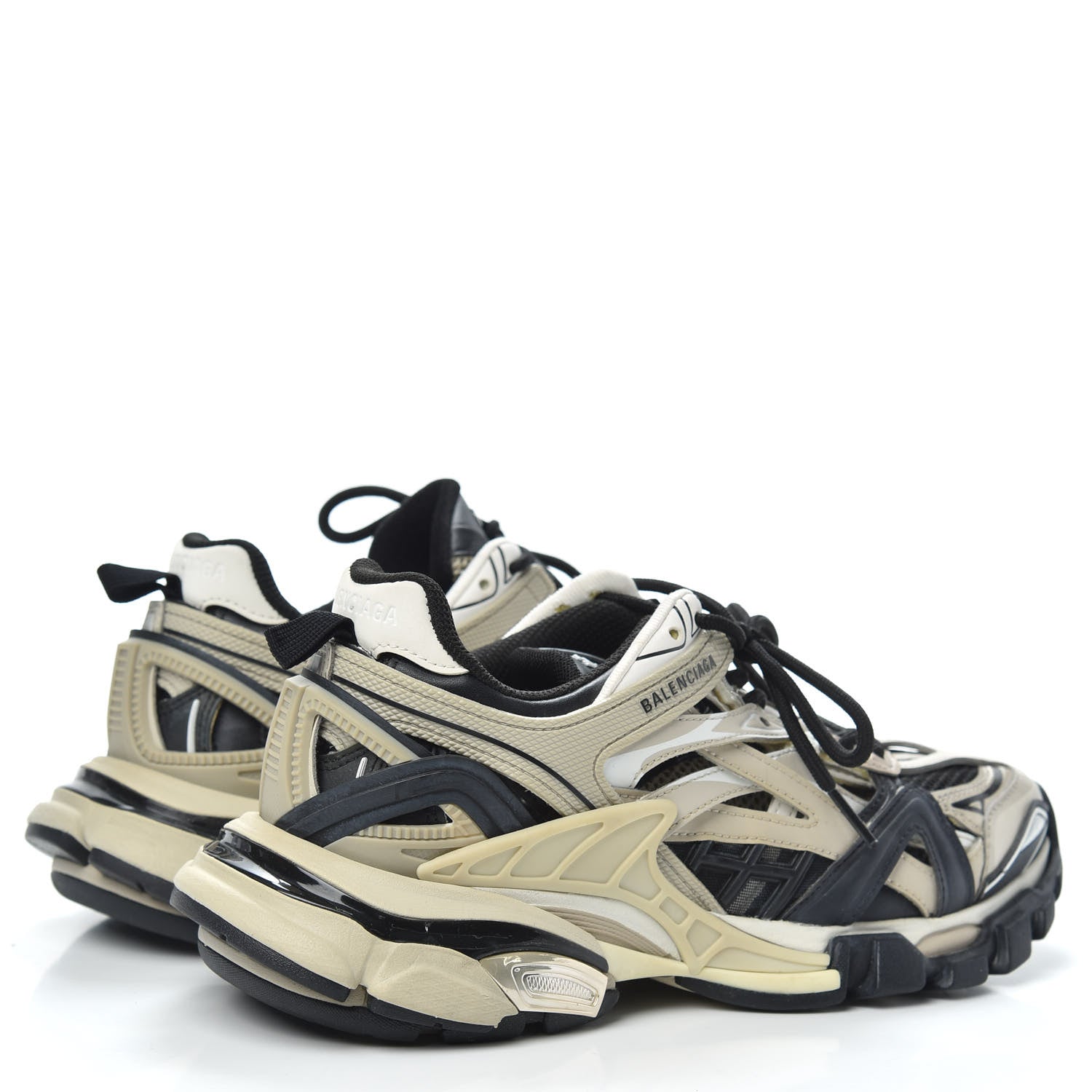 Balenciaga Rubber Mesh Bi-Color Mens Track.2 Open Sneakers 40 Beige Black 4 of 6