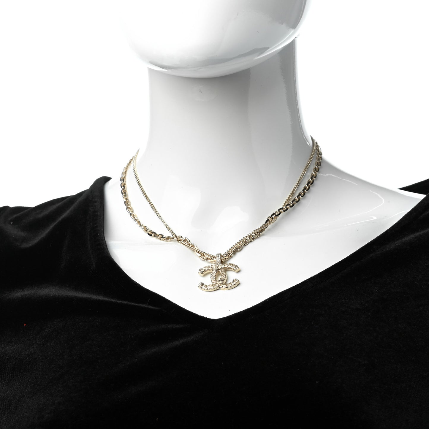 Crystal CC Multi Strand Chain Necklace Gold