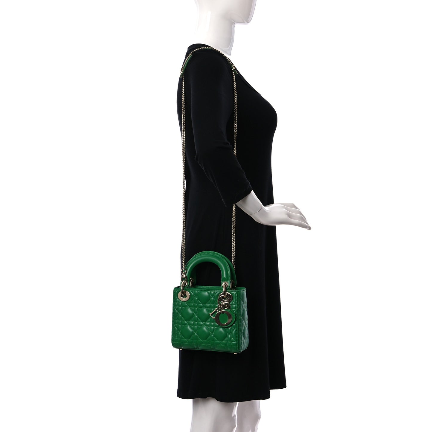 Lambskin Cannage Mini Lady Dior Bright Green