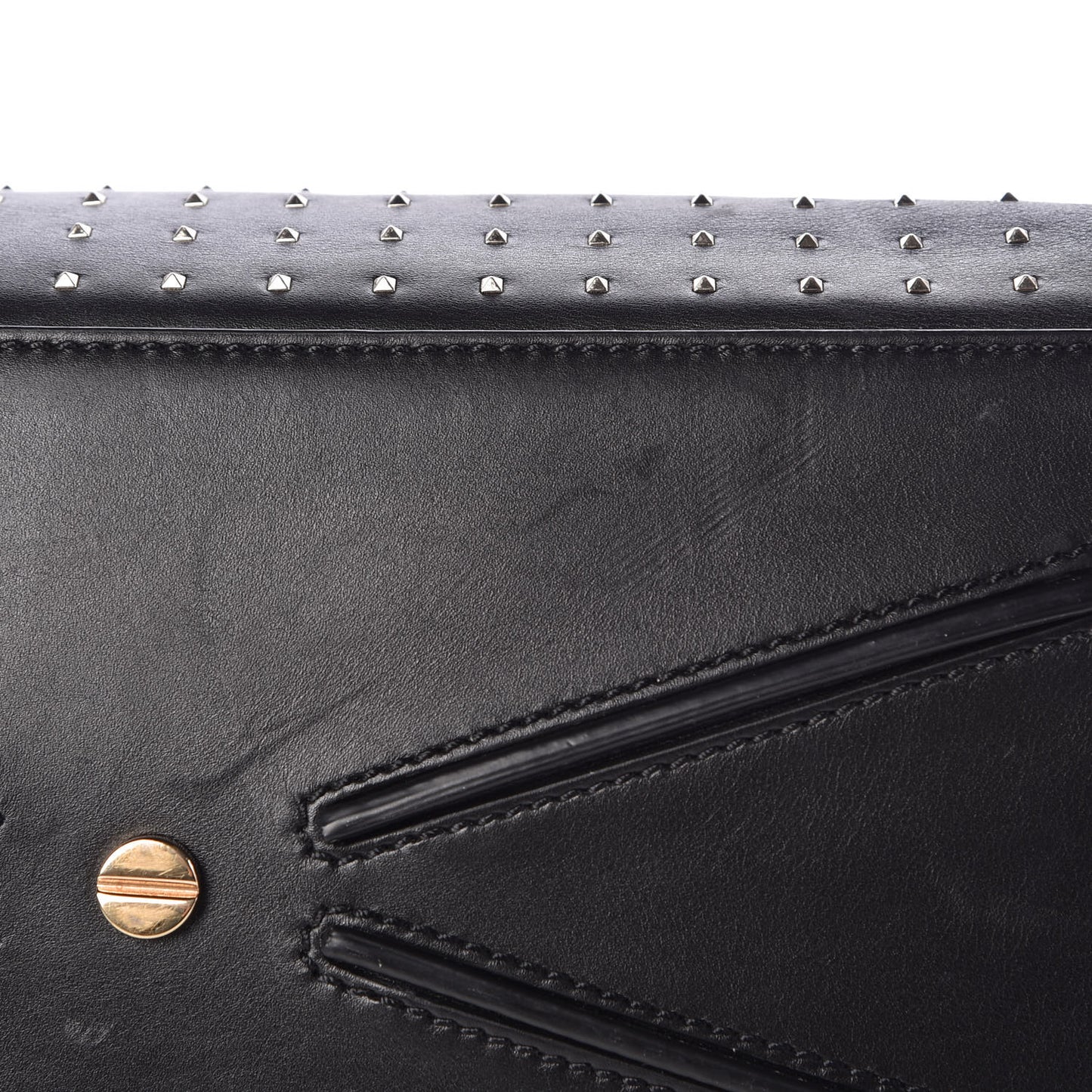Calfskin Studded Large JoyLock Satchel Black
