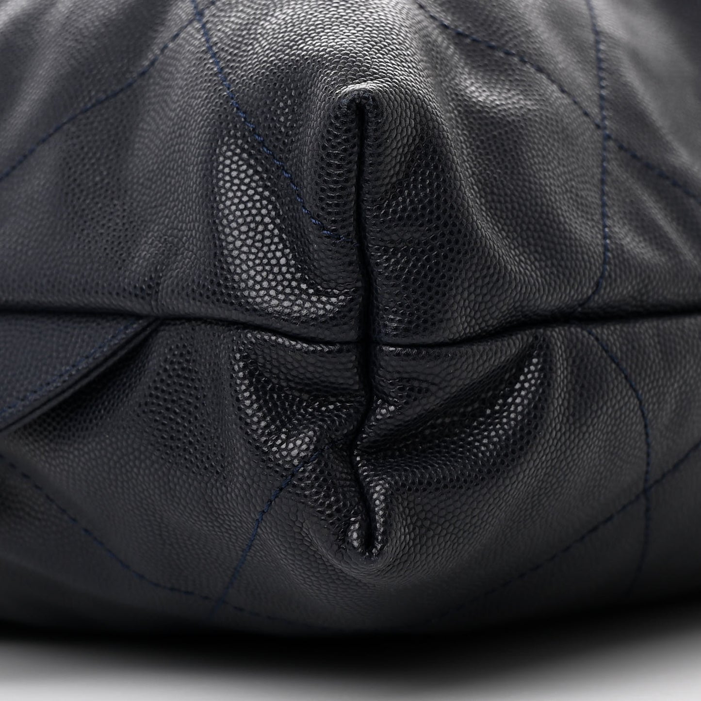 Shiny Caviar Quilted Chanel 22 Backpack Dark Blue