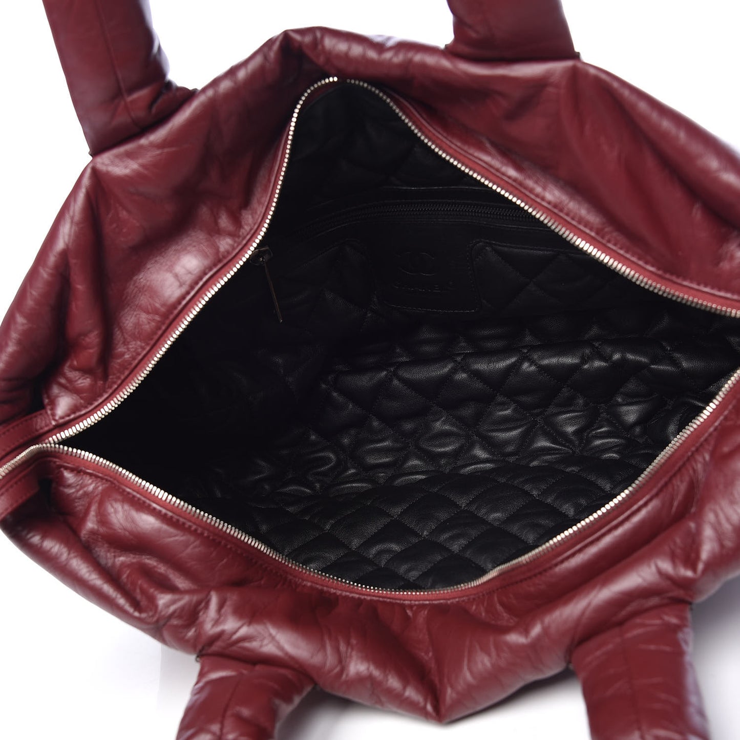 Lambskin Quilted Large Coco Cocoon Tote Burgundy