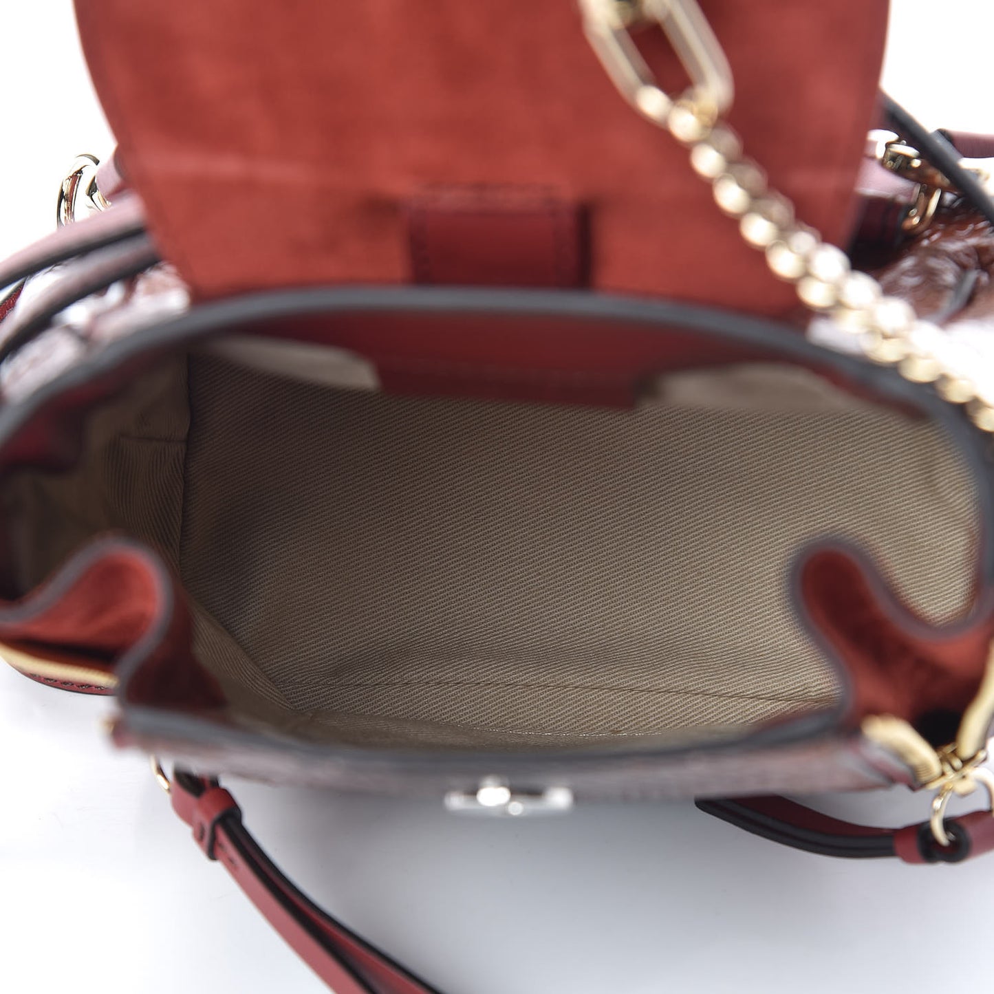 Calfskin Watersnake Embossed Mini Faye Backpack Sepia Brown