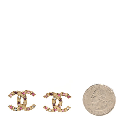 Chanel Crystal CC Earrings Gold Multicolor 2 of 5