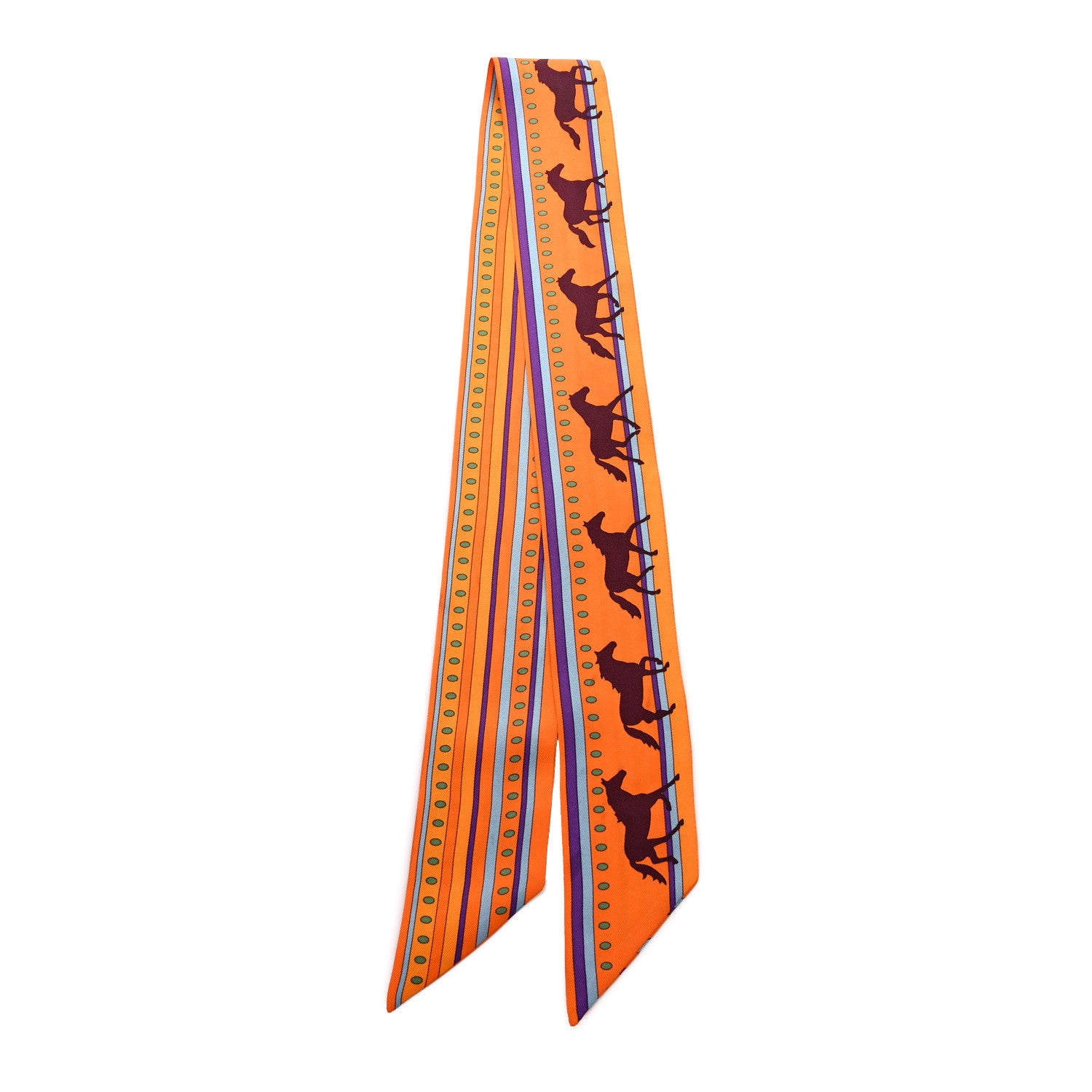 Hermes Silk Sequences Twilly Scarf Orange 2 of 3