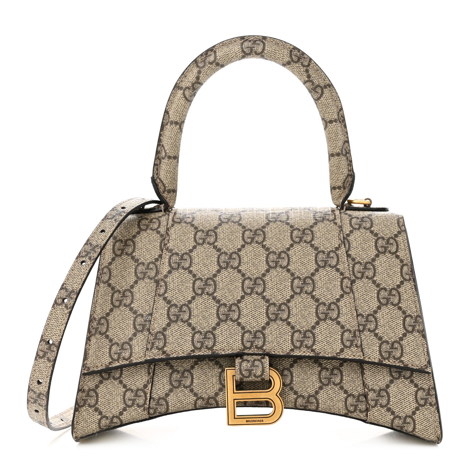 Balenciaga X GUCCI GG Supreme Monogram Small Hourglass Top Handle Bag Beige Ebony 1 of 13