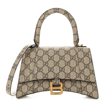 Balenciaga X GUCCI GG Supreme Monogram Small Hourglass Top Handle Bag Beige Ebony 1 of 13