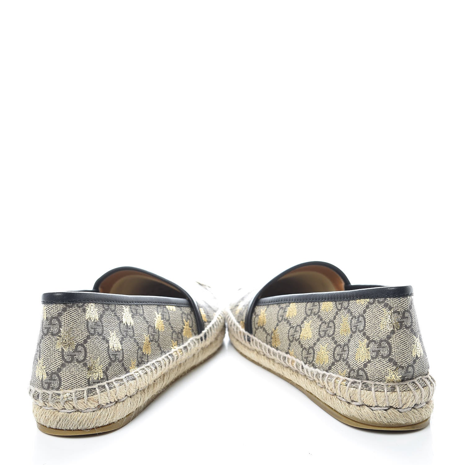 Gucci GG Supreme Monogram Bees Espadrille Flats 38 Beige Ebony Oro Black 6 of 14