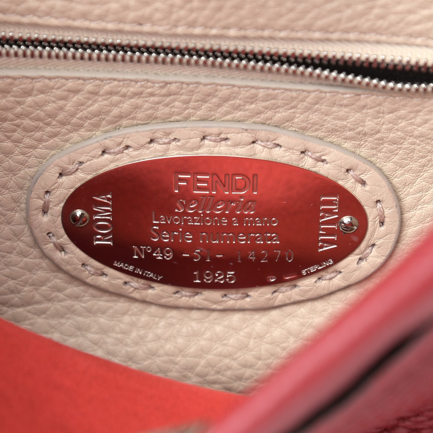 Cuoio Romano Selleria Bi-Color Mini Peekaboo Iconic Satchel Rosso Camelia