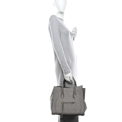 Celine Crocodile Embossed Nubuck Large Phantom Luggage Grey 2 of 12