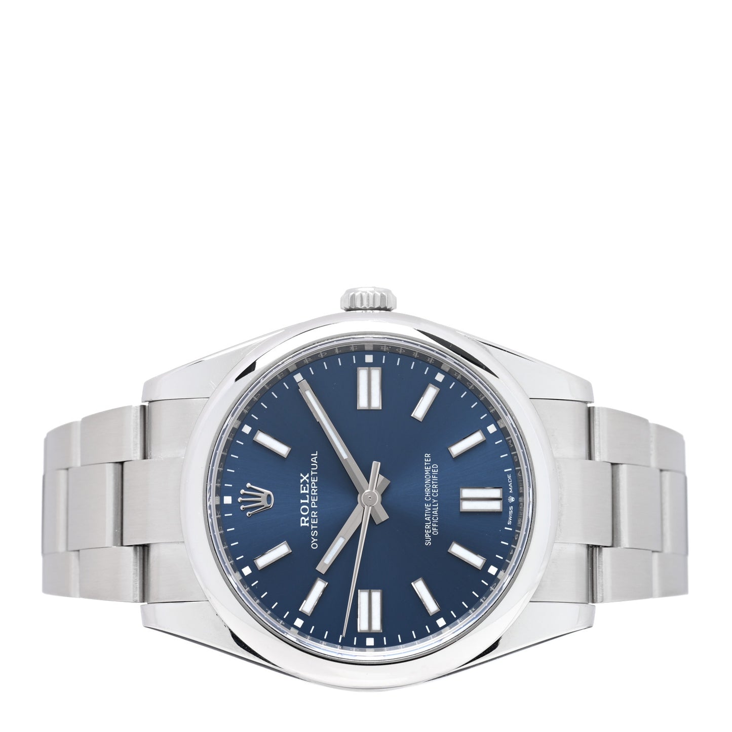 Stainless Steel 41mm Oyster Perpetual Watch Bright Blue 124300