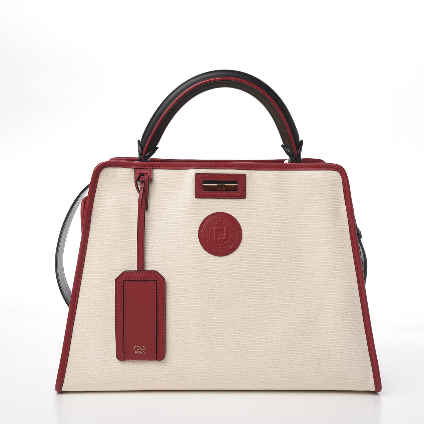 Vitello Seta Century Nappa Medium Peekaboo Iconic Defender Satchel Black Fragola Maya