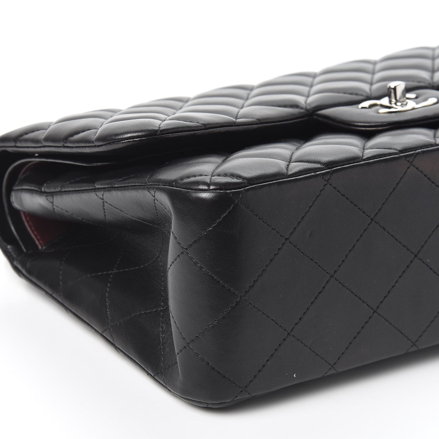 Lambskin Quilted Jumbo Double Flap Black