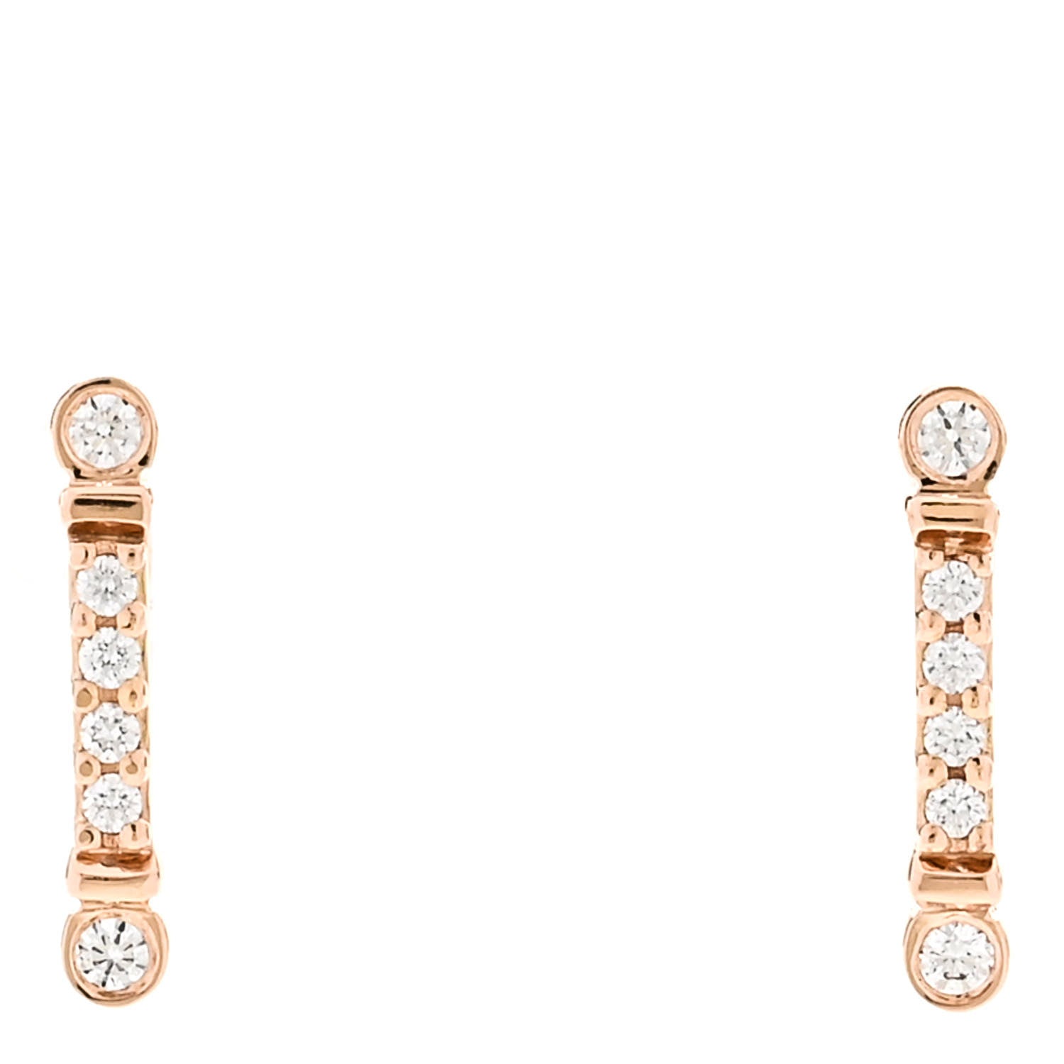 Tiffany 18K Rose Gold Diamond Fleur de Lis Key Bar Earrings 1 of 6