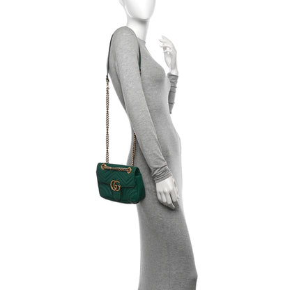 Gucci Calfskin Matelasse Mini GG Marmont Shoulder Bag Emerald Green 2 of 12