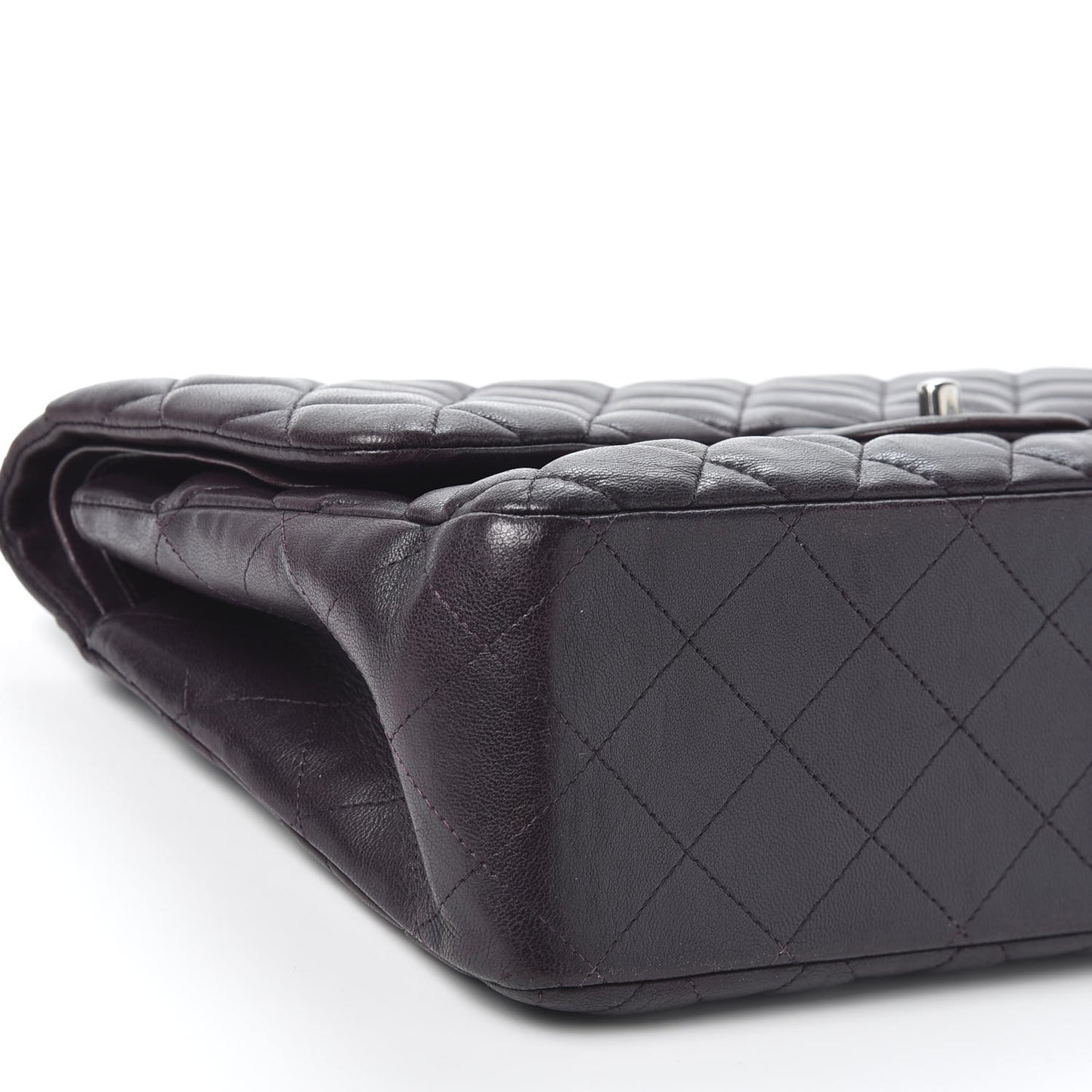 Lambskin Quilted Jumbo Double Flap Purple