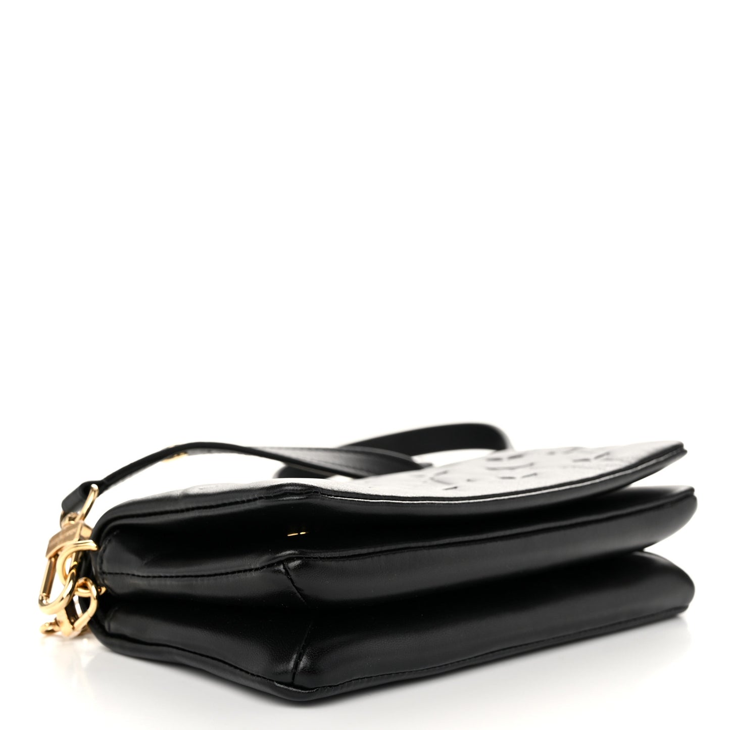Lambskin Embossed Monogram Pochette Coussin Crossbody Black