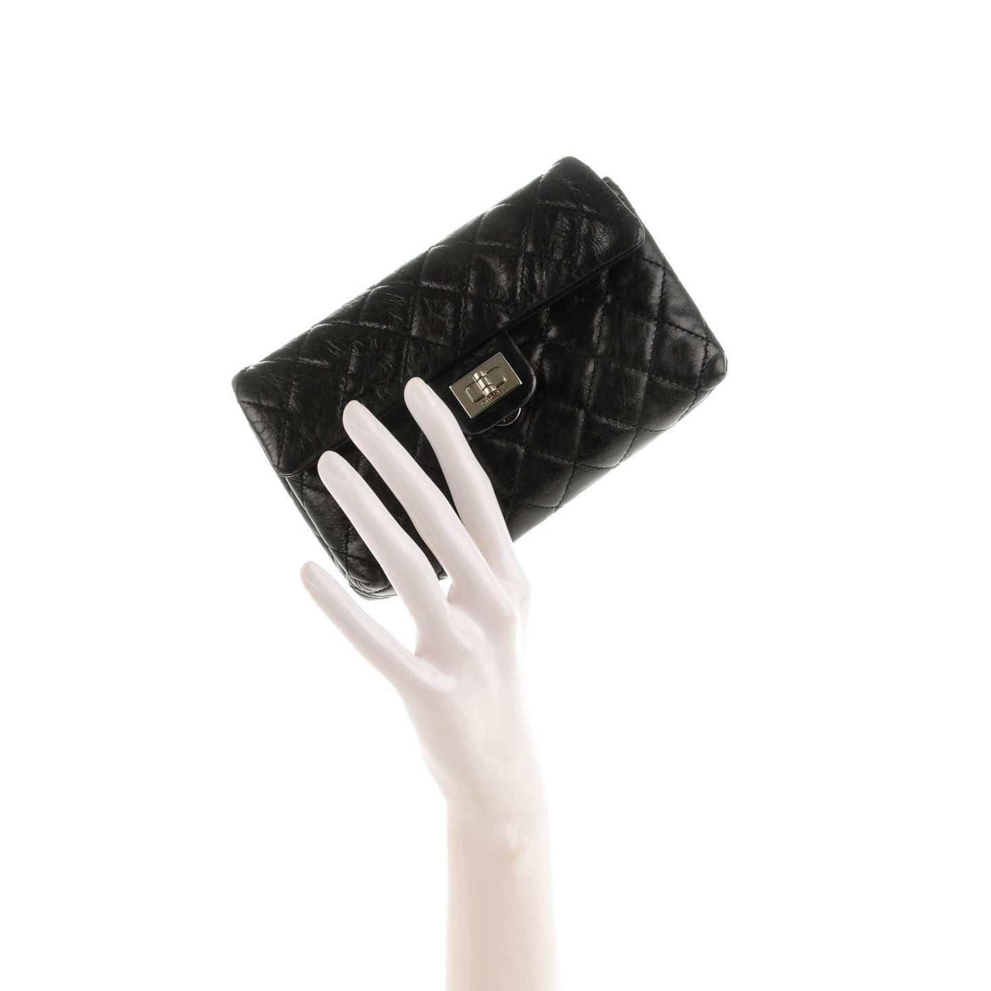 Glazed Calfskin 2.55 Reissue Flap Belt Bag Clutch Black