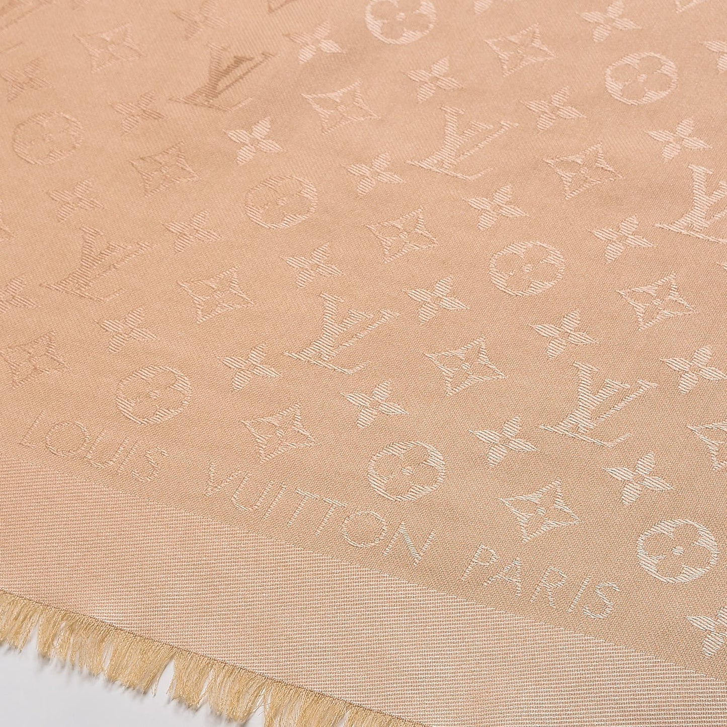 Silk Wool Monogram Shawl Gold